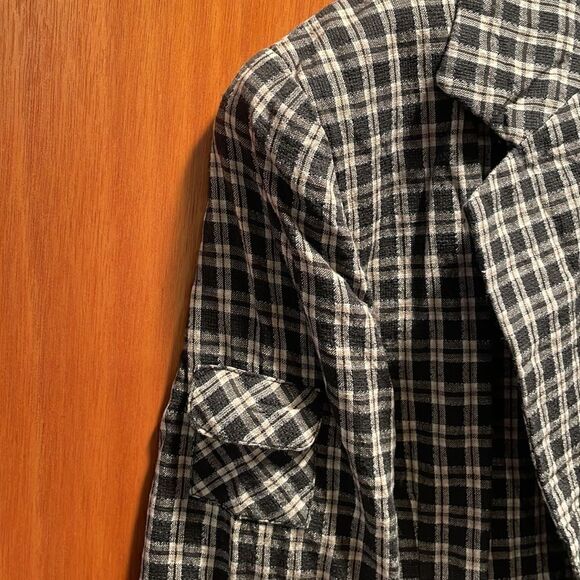 Vintage B&W Checkered Cotton/Linen Blazer - Picture 6 of 6